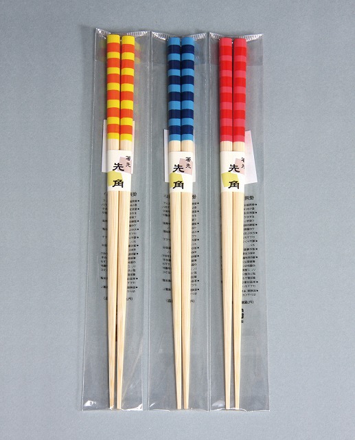 Wooden Horizontal Stripe Chopsticks 22.5cm #箸 ボーダー 先角３色アソート22.5cm