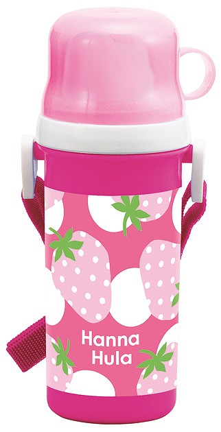 Hanna Hula Strawberry Plastic Bottle with Cup#コップ付直飲みプラボトル(KBCD5)　いちご