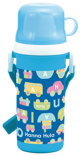 Hanna Hula  Transportation Plastic Bottle with Cup#コップ付直飲みプラボトル(KBCD5)　のりもの