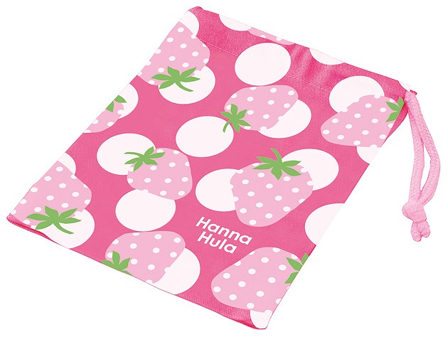 Hanna Hula Strawberry Drawstring Bag for Lunch Box#コップ袋　いちご