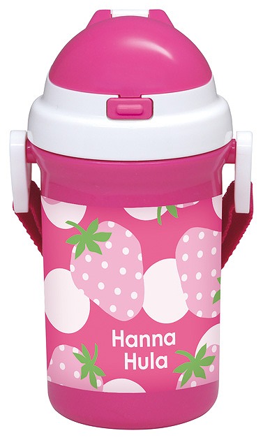 Hanna Hula Strawberry Plastic Bottle with Straw#ストロー付プラボトル(KBS4)　いちご