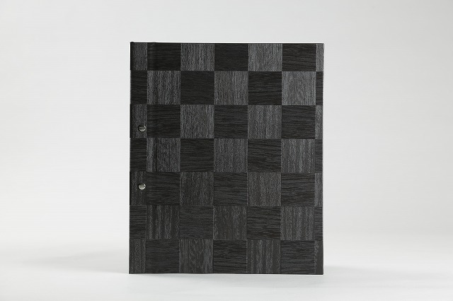 A4 Menu Book（Checkered pattern）Black9629#メニューブック　チェック9629【ビス式・黒色・A4用紙対応】