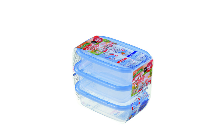 PLASTIC FOOD STORAGE (SQUARE S 3P)#かしこいパック（角型 Ｓ－3個組）