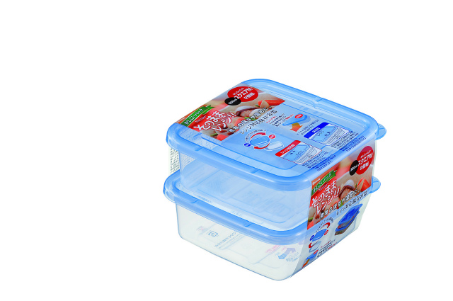 PLASTIC FOOD STORAGE (SQUARE M 2P)#かしこいパック（ｽｸｴｱ M-2個組）