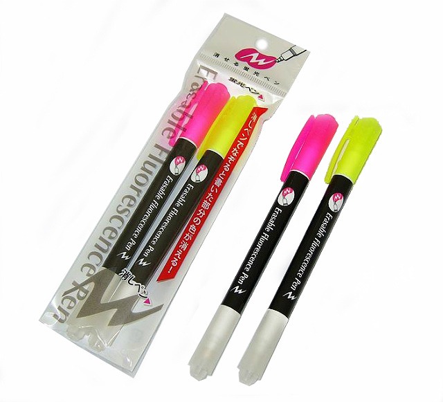 Erasable Fluorescent Pen 2 Color Set  Pink/Yellow  #消せる蛍光ペン2色セット　ピンク・イエロー