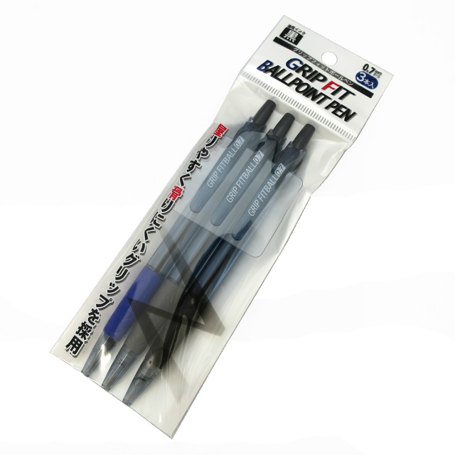 Glip Fit Ballpoint Pen Black 0.7mm 3P#グリップフィットボールペン3本組