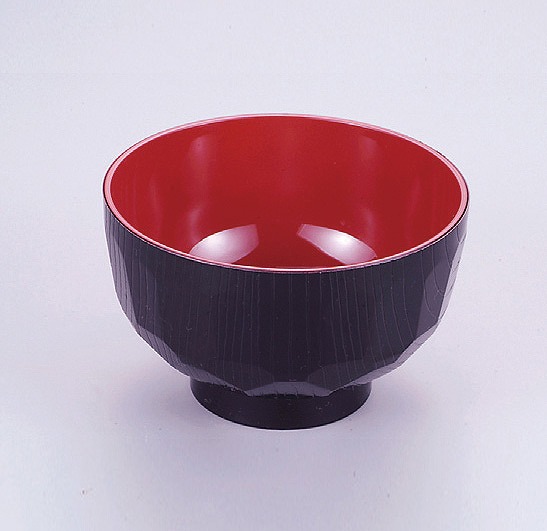 PET Alloy 3.6 Hexagonal Patterned Soup Bowl (Black) Accomodated To Dishwasher#3.6亀甲汁椀(黒）食洗対応