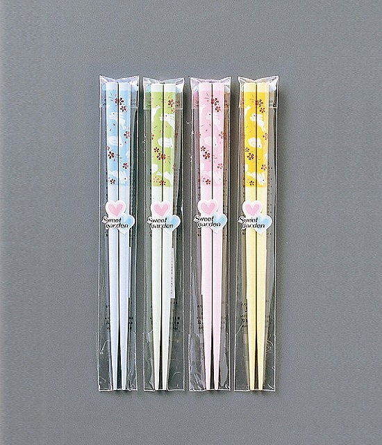 Chopsticks Flower Rabbit 19.5cm(Pale blue， Yellow green， Pink， Yellow assorted)#箸　花うさぎ19.5cm　（水色・黄緑・ピンク・黄 アソート）