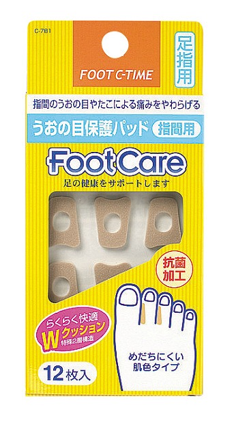 Between Toe Corn Cushion-Set of 12#ﾌｯﾄｹｱ　うおの目保護ﾊﾟｯﾄﾞ（指間用）　12枚入