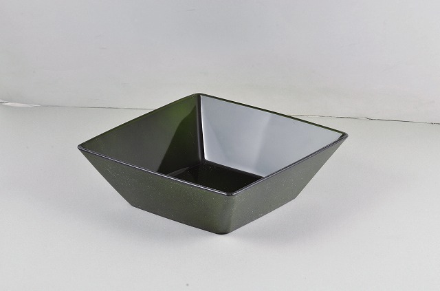 Lacquer Ware Color Clean Coat Square Bowl Toryoku Green #漆器彩　クリーンコート　角盛鉢 透緑
