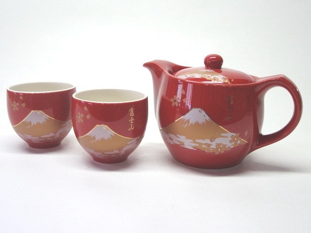 3PC TEA SET GOLDEN FUJI#紅金富士2客茶器揃