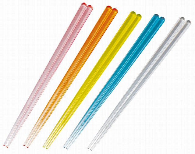 Square Tip Chopsticks (Clear Color) 23cm#天丸先角箸(クリアカラー)　２３cm