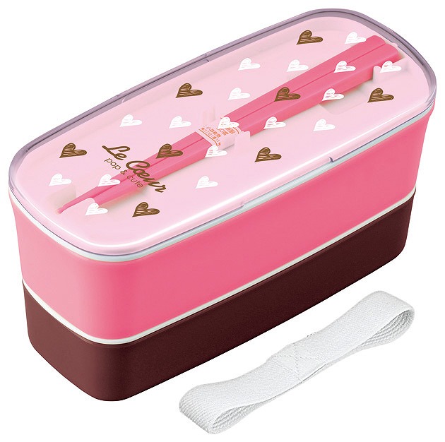 Le Coeur Two-tiered Lunchbox with Chopstics 500ml#箸付２段ランチボックス(ベルト付)