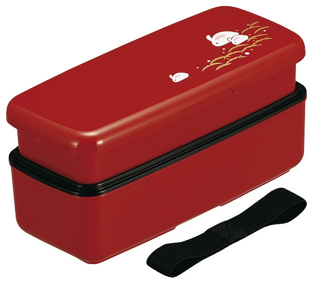 Petit Rabbit Rectangle Two-tiered Lunchbox with Belt 500ml#長角２段ランチボックス(ベルト付)